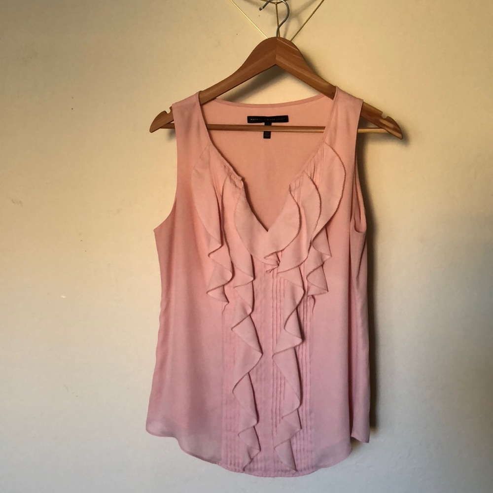 WHBM pink ruffle tank shell